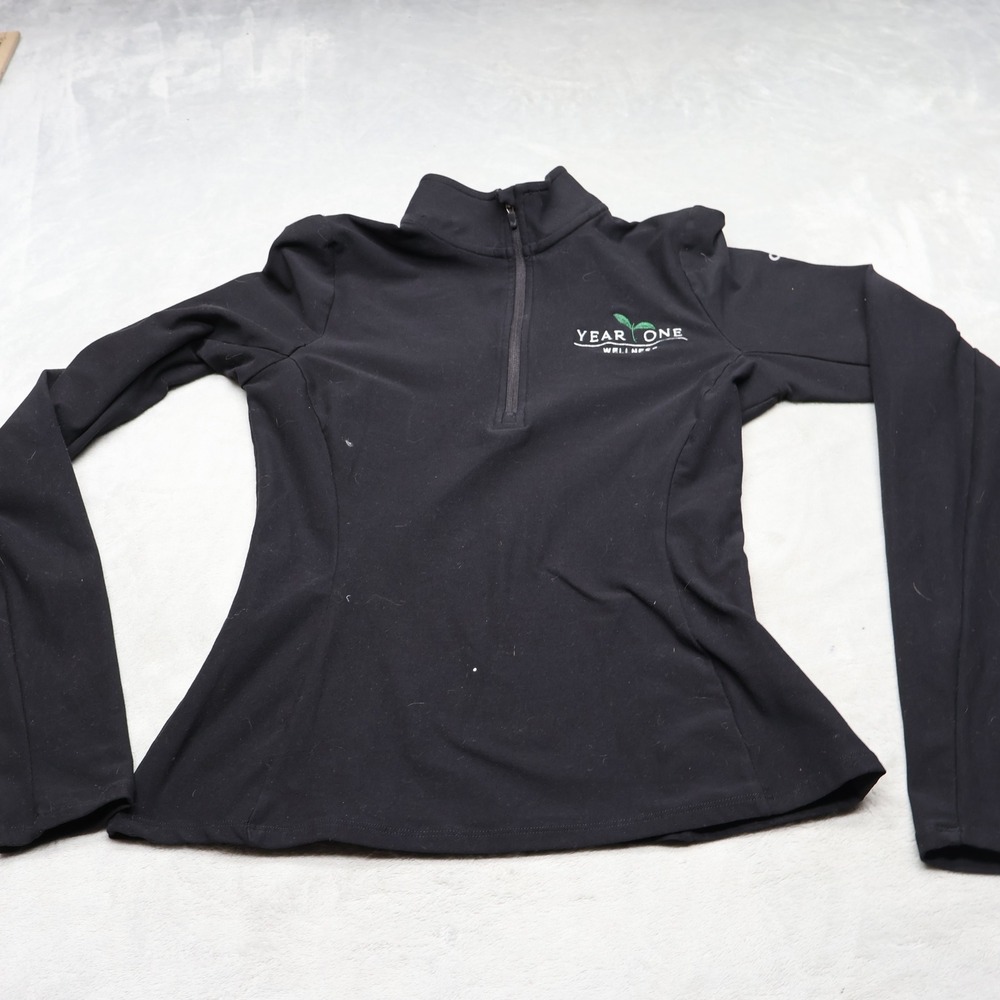 Alo Sweatshirt Womens Small Black 1/4 Zip Pullover Stretch Athletic Gym Yoga LOG